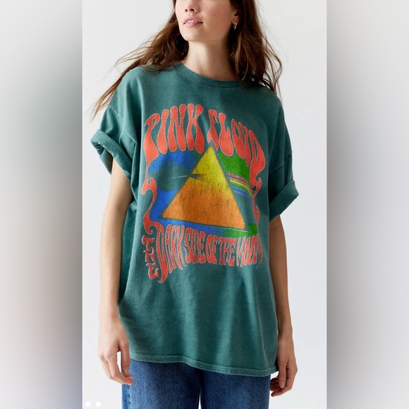 Urban Outfitters Pink Floyd Dark Side Of The Moon Tour Tee S/M Green NWT - Picture 1 of 5